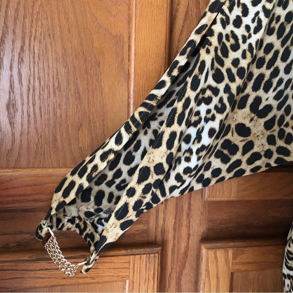 Boston Proper Leopard Print Mini Dress in Beige and Black - Picture 9 of 14